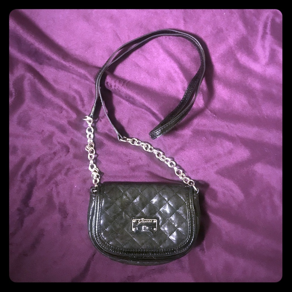 Guess Mini Crossbody Purse - Black & Silver